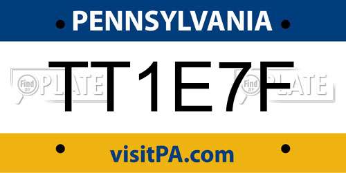 TT1E7F Pennsylvania License Plate
