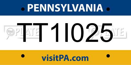 TT1I025 Pennsylvania License Plate