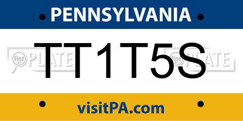 TT1T5S Pennsylvania License Plate