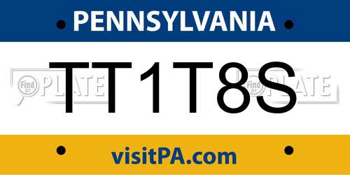 TT1T8S Pennsylvania License Plate