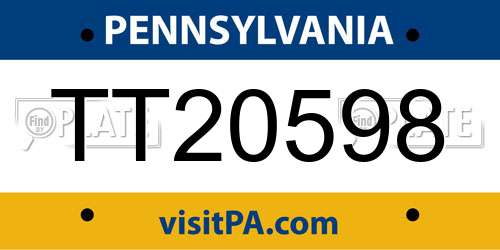 TT20598 Pennsylvania License Plate