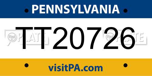 TT20726 Pennsylvania License Plate