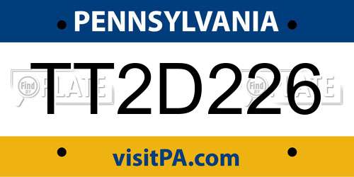 TT2D226 Pennsylvania License Plate