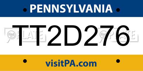 TT2D276 Pennsylvania License Plate