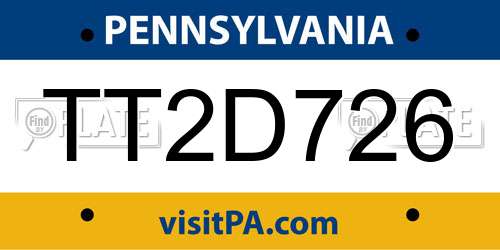 TT2D726 Pennsylvania License Plate