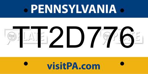 TT2D776 Pennsylvania License Plate