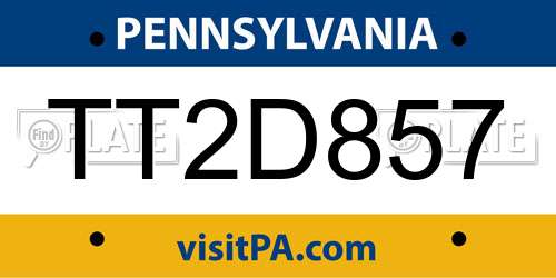 TT2D857 Pennsylvania License Plate
