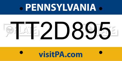 TT2D895 Pennsylvania License Plate