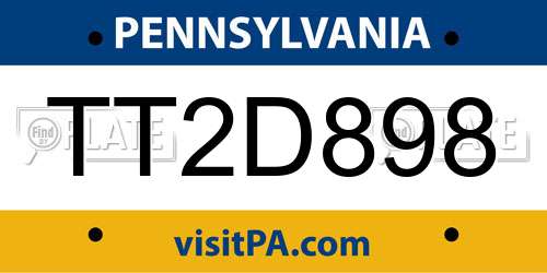 TT2D898 Pennsylvania License Plate