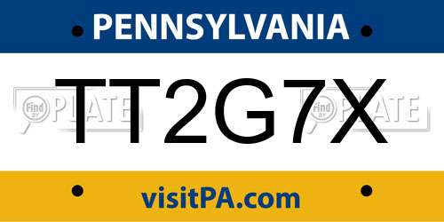 TT2G7X Pennsylvania License Plate