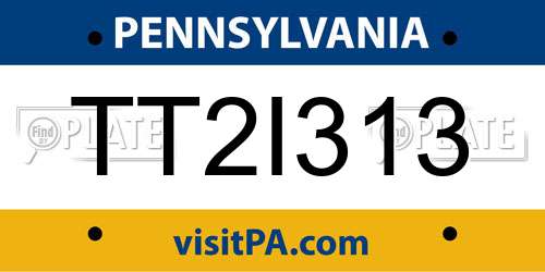 TT2I313 Pennsylvania License Plate