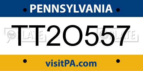 TT2O557 Pennsylvania License Plate