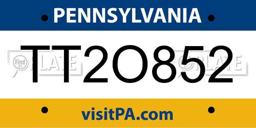 TT2O852 Pennsylvania License Plate