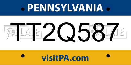 TT2Q587 Pennsylvania License Plate