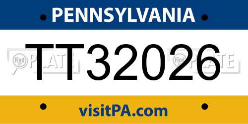 TT32026 Pennsylvania License Plate