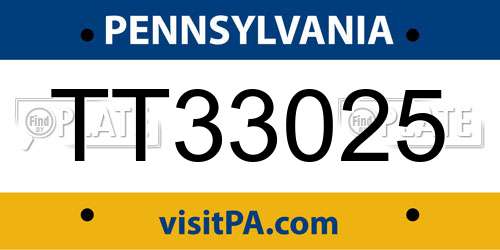 TT33025 Pennsylvania License Plate