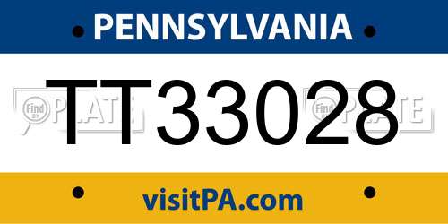 TT33028 Pennsylvania License Plate