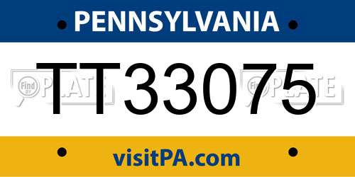 TT33075 Pennsylvania License Plate
