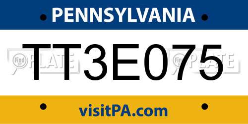 TT3E075 Pennsylvania License Plate