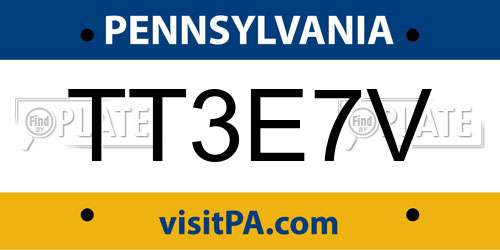 TT3E7V Pennsylvania License Plate