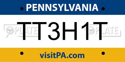 TT3H1T Pennsylvania License Plate
