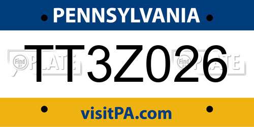 TT3Z026 Pennsylvania License Plate