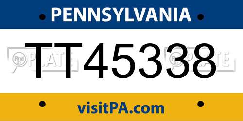 TT45338 Pennsylvania License Plate