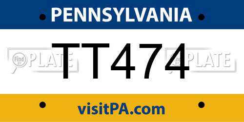 TT474 Pennsylvania License Plate