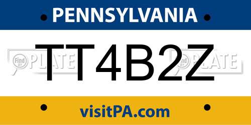 TT4B2Z Pennsylvania License Plate