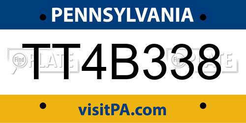 TT4B338 Pennsylvania License Plate