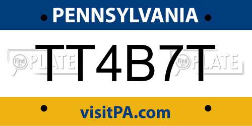 TT4B7T Pennsylvania License Plate