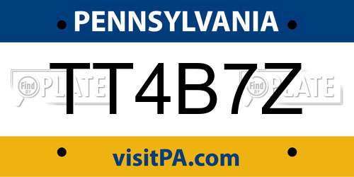 TT4B7Z Pennsylvania License Plate