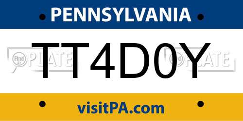 TT4D0Y Pennsylvania License Plate