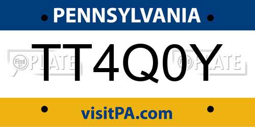 TT4Q0Y Pennsylvania License Plate