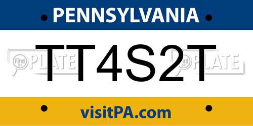 TT4S2T Pennsylvania License Plate