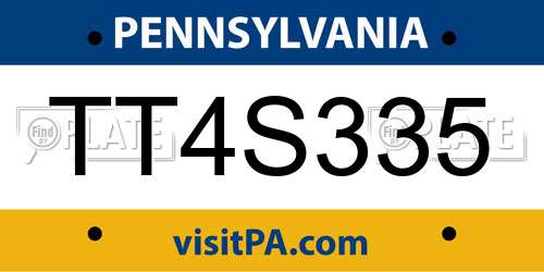TT4S335 Pennsylvania License Plate