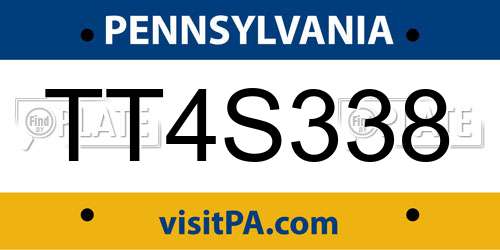TT4S338 Pennsylvania License Plate