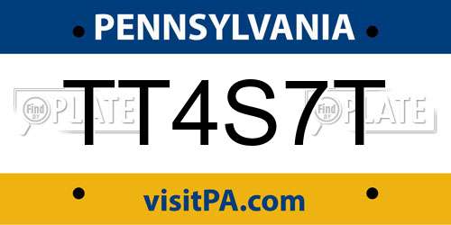 TT4S7T Pennsylvania License Plate