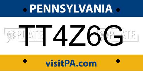 TT4Z6G Pennsylvania License Plate