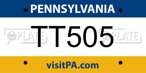 TT505 Pennsylvania License Plate