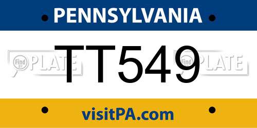 TT549 Pennsylvania License Plate
