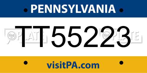 TT55223 Pennsylvania License Plate