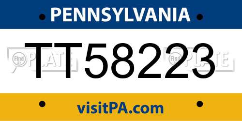 TT58223 Pennsylvania License Plate