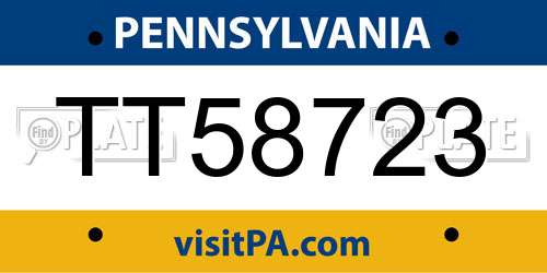 TT58723 Pennsylvania License Plate