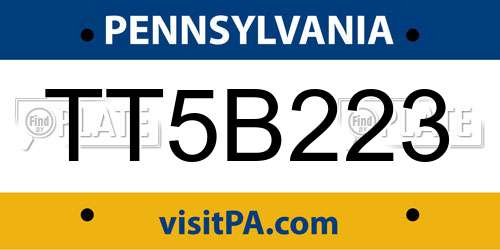 TT5B223 Pennsylvania License Plate