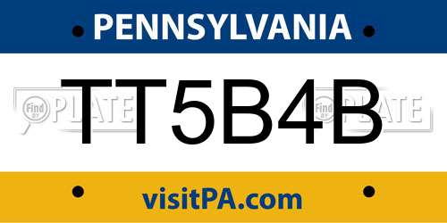 TT5B4B Pennsylvania License Plate