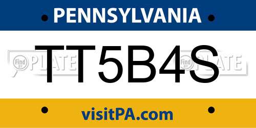 TT5B4S Pennsylvania License Plate