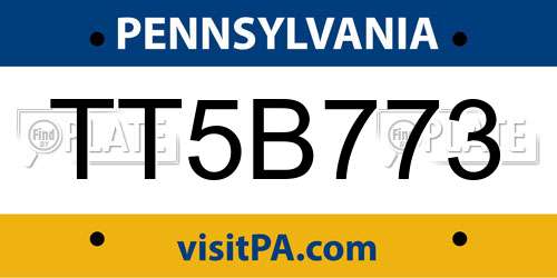 TT5B773 Pennsylvania License Plate