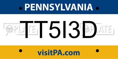 TT5I3D Pennsylvania License Plate