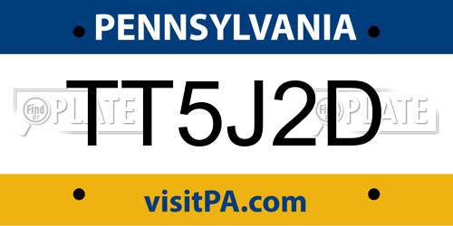 TT5J2D Pennsylvania License Plate